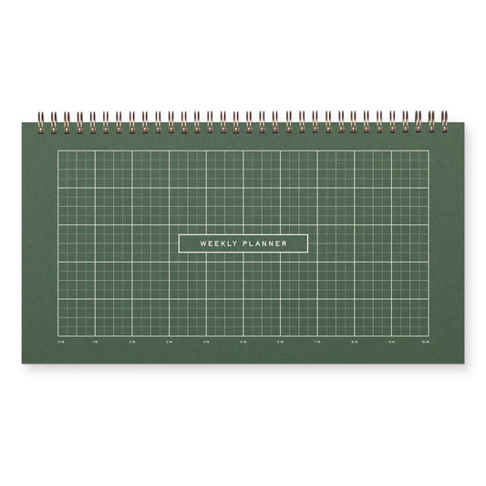 Ruler Grid Weekly Desktop Planner - Forest Green