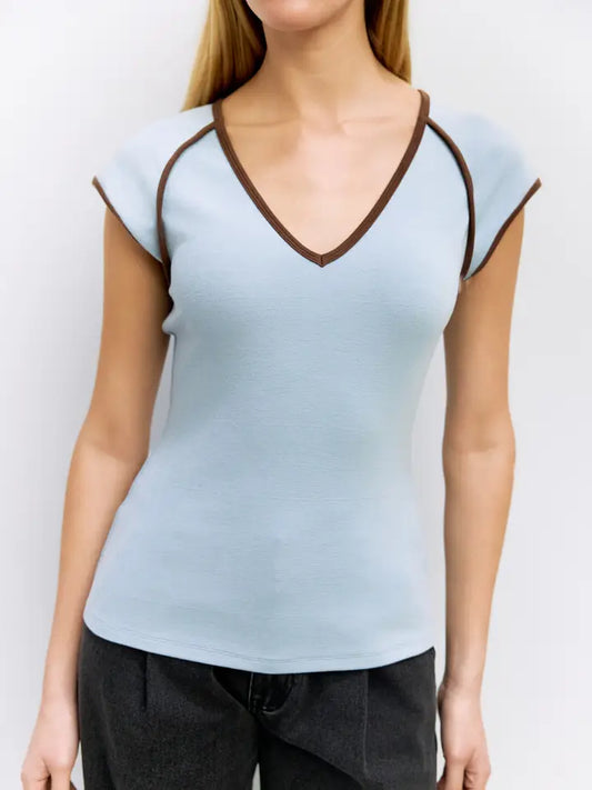 The Patricia Top - Blue/Brown