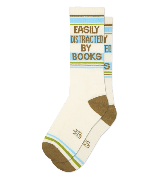 Easily Distracted By Books Gym Crew Socks