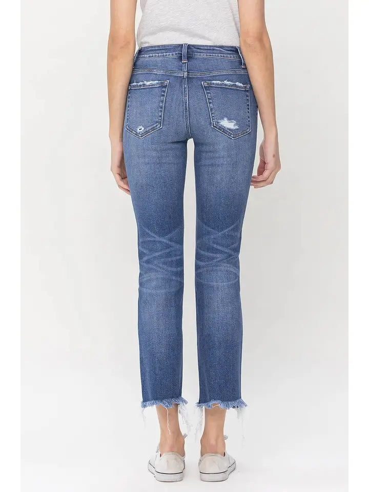 Mid Rise Crop Slim Straight Jeans - Congenial