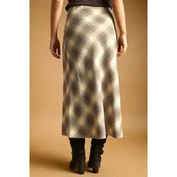 Plaid Maxi Skirt - Ecru/Blue