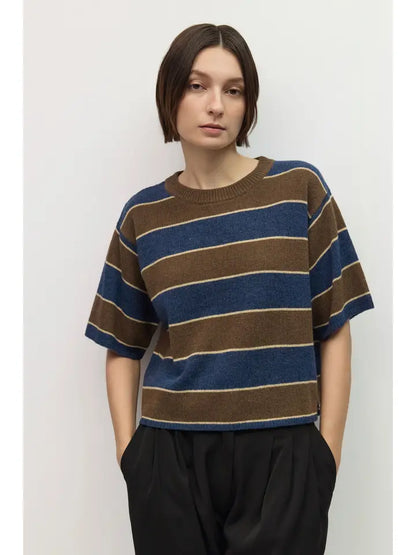 The Pam Top - Brown/Navy/Beige