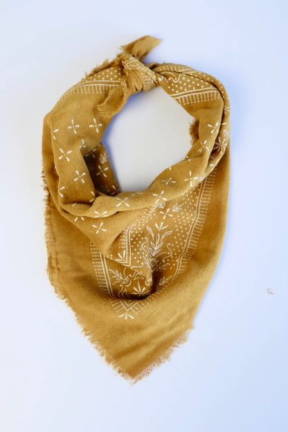 Desert Gold Classic Print Naturally Dyed Bandana (White)