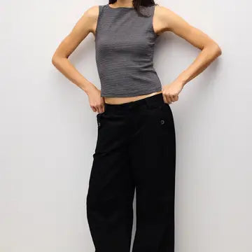 The Adrienne Top - Navy/Grey