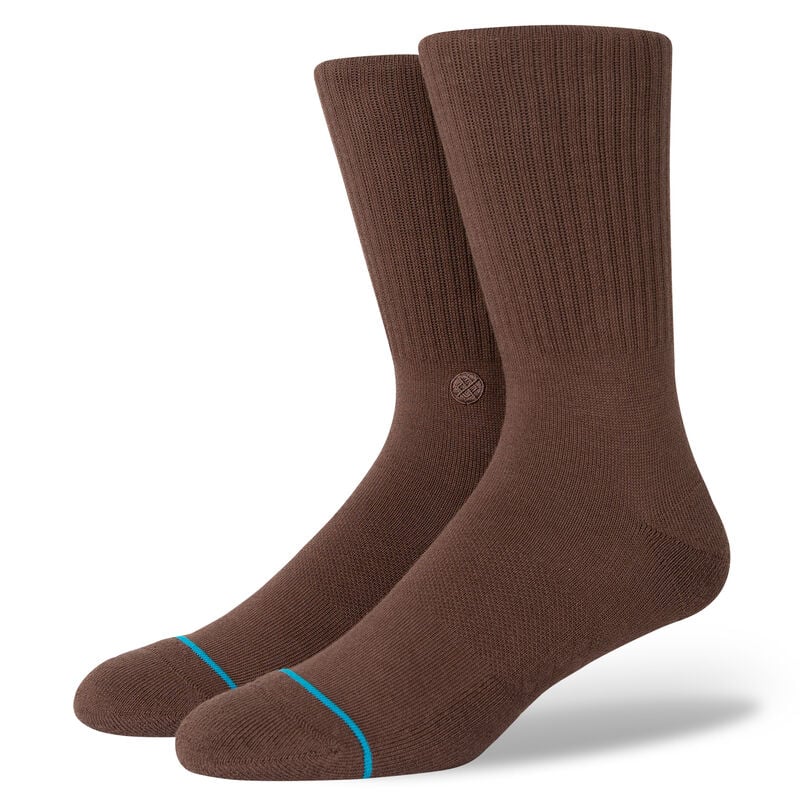 Icon Crew Socks - Brown - LG