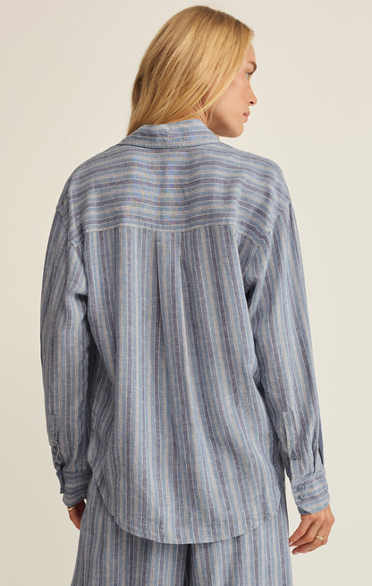 The Perfect Striped Button Up - Indigo