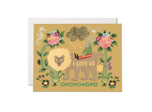Lion & Rabbit I Love Us Card