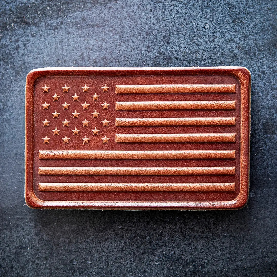 American Flag Leather Magnet Block Style