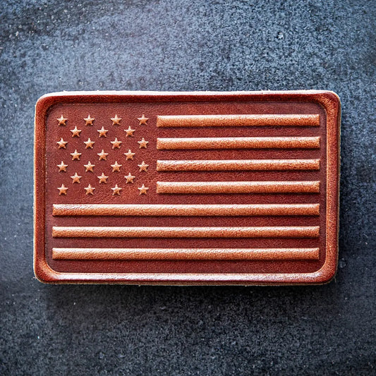 American Flag Leather Magnet Block Style
