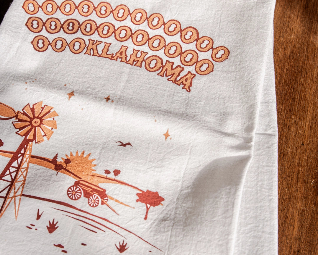 Sweepin' Down the Plains Western Tea Towel