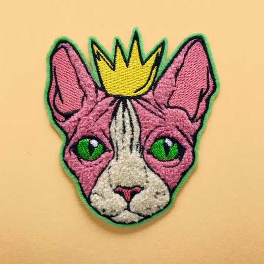 Crown Cat Chenille Iron on Patch
