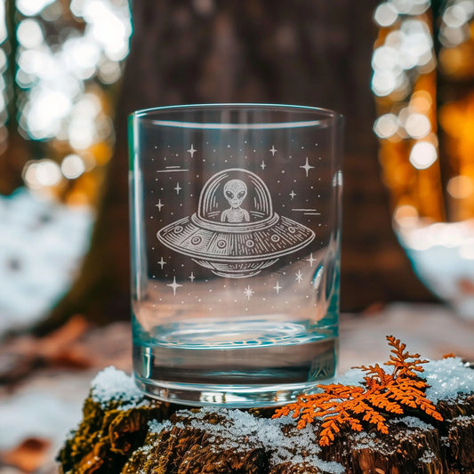 Flying Saucer Alien Glass