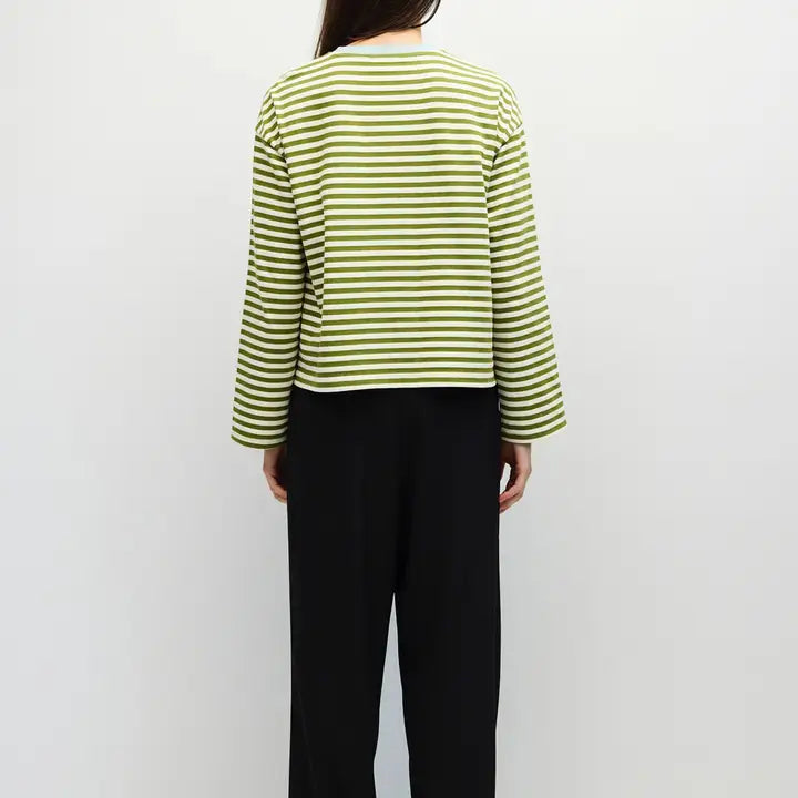 The Jessie Top - Olive/Cream/Blue