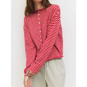 The Elisa Cardigan - Red/Beige
