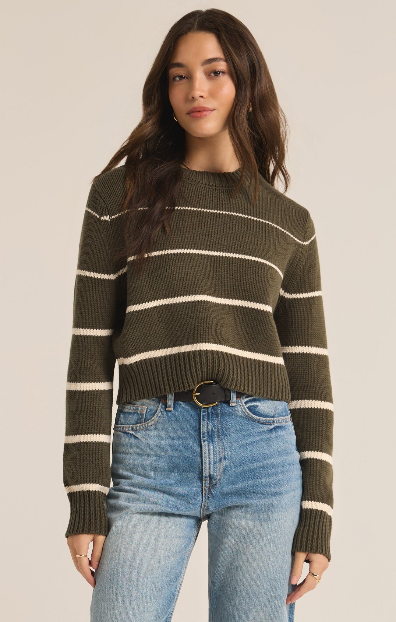 Milan Stripe Sweater - Grape Leaf