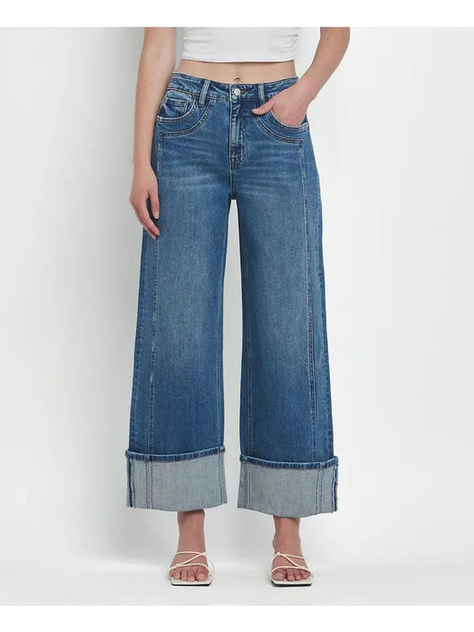 Super High Rise Cuffed Wide Jeans - Joysome