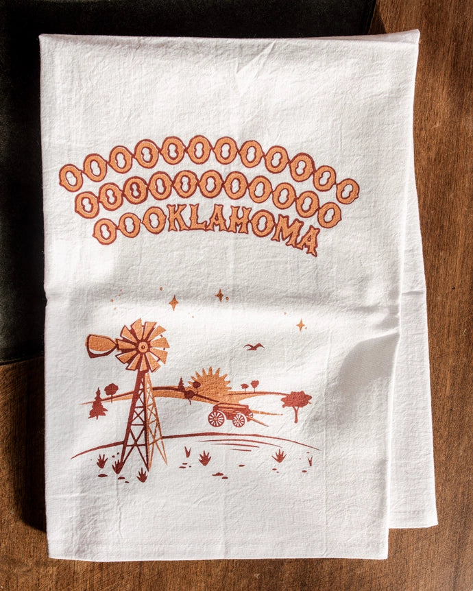 Sweepin' Down the Plains Western Tea Towel