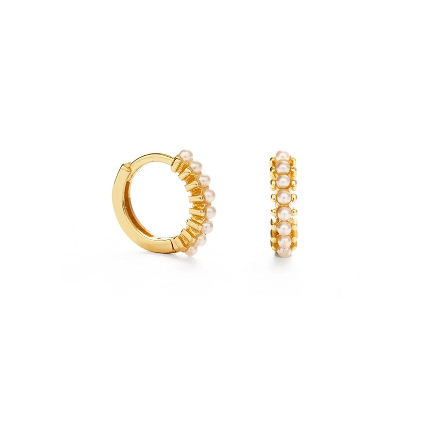 Tiny 10mm Pearl Huggie Hoops