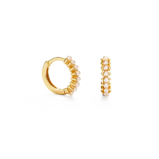 Tiny 10mm Pearl Huggie Hoops