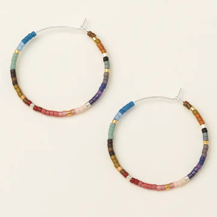 Chromacolor Miyuki Small Hoops - Dark Multi/Silver