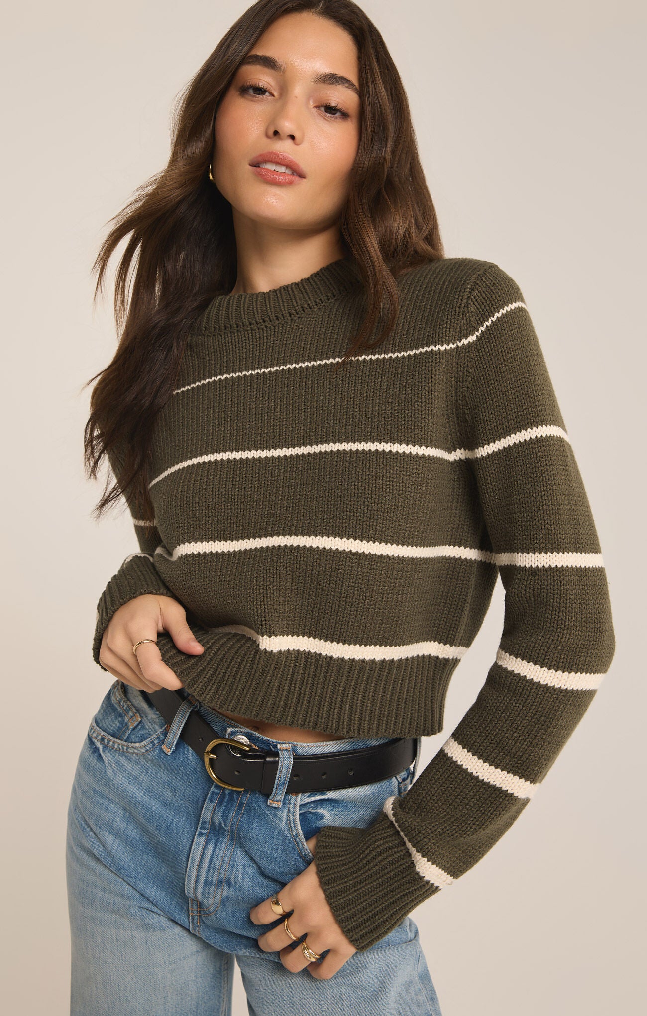 Milan Stripe Sweater - Grape Leaf