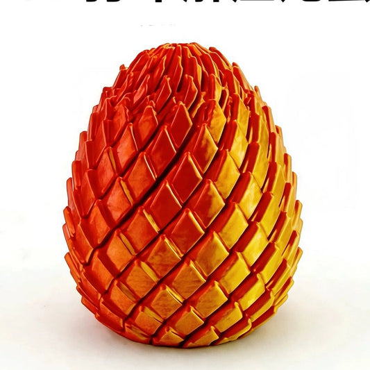 3D Printed Dragon Egg Twisty Fidget Toy Stress-Relief Toy - Red/Gold