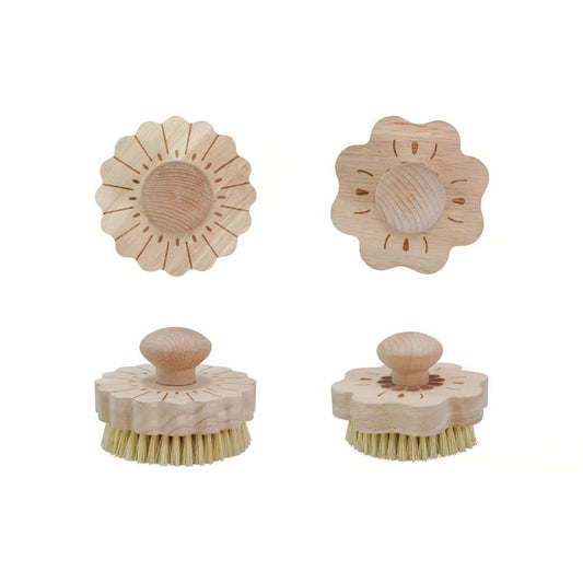 4" Rdx3"H Beech Wood & Sisal Flower Asstd.