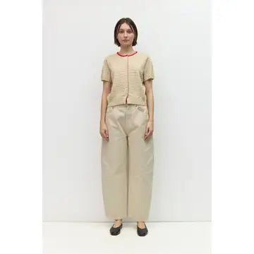 The Faye Cardigan - Beige/Cream/Red