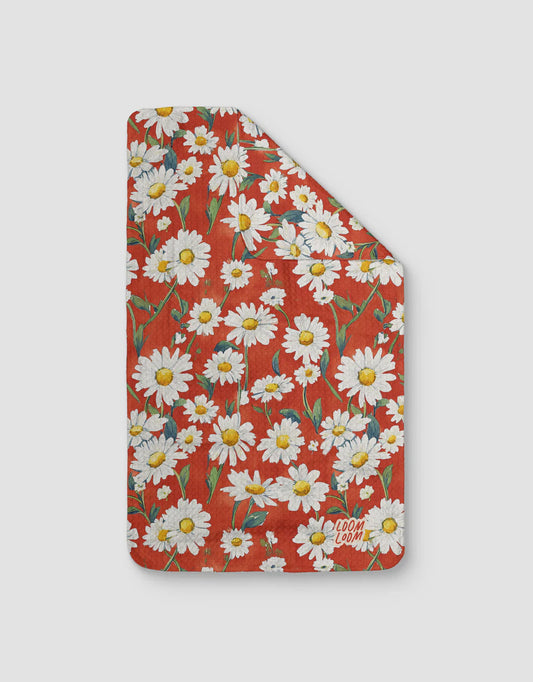 Daisies On Red Tea Towel