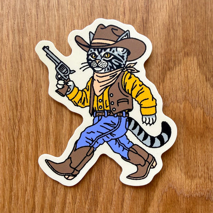 Gunslinger - Vinyl Cowboy Cat Sticker 4"