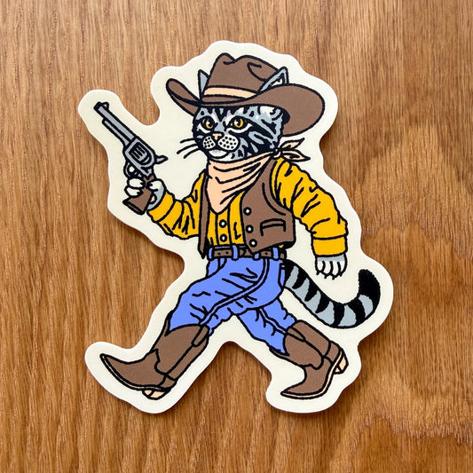 Gunslinger - Vinyl Cowboy Cat Sticker 4"