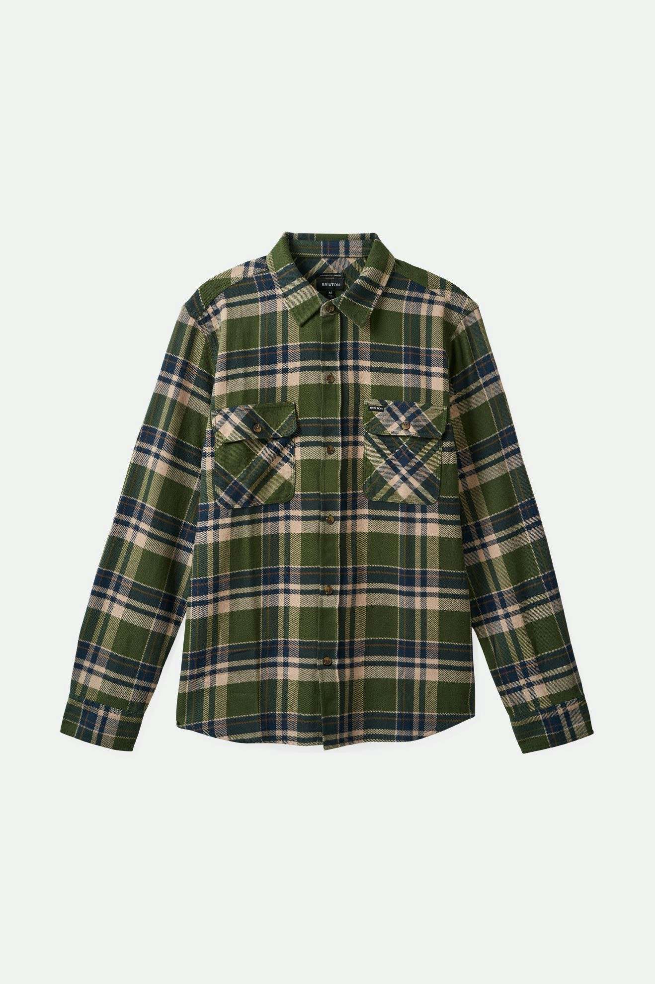 Bowery L/S Flannel - Cypress Green/Washed Navy/Whitecap