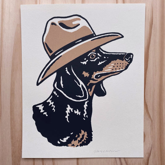 Dachshund Cowdog - Signed 8x10in Silkscreen Print
