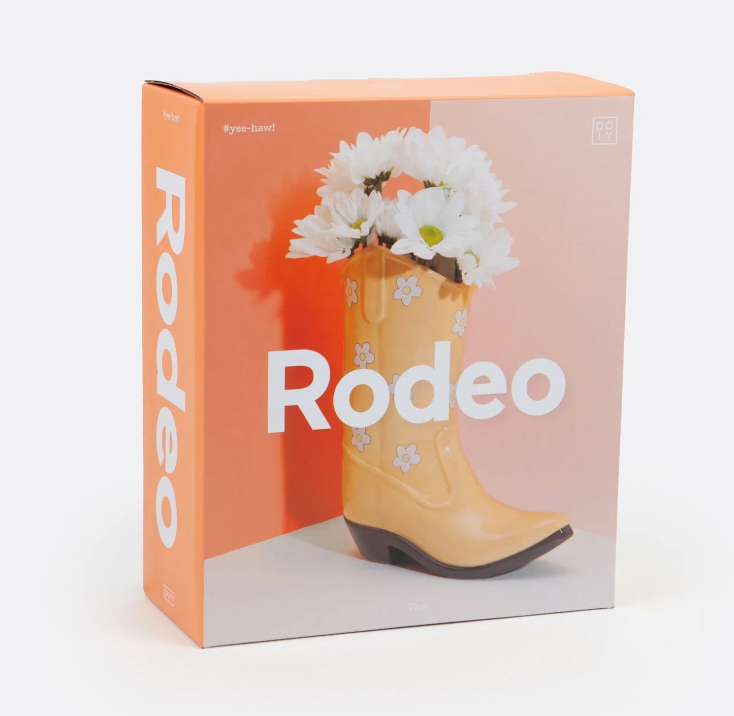 Rodeo Cowboy Boot Vase - Yellow