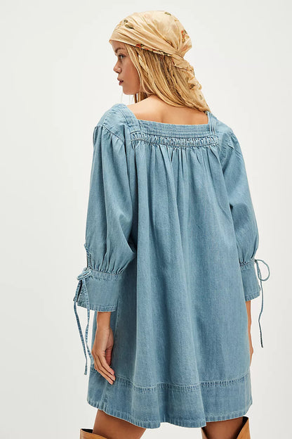 Sonora Denim Mini Dress - Cornflower