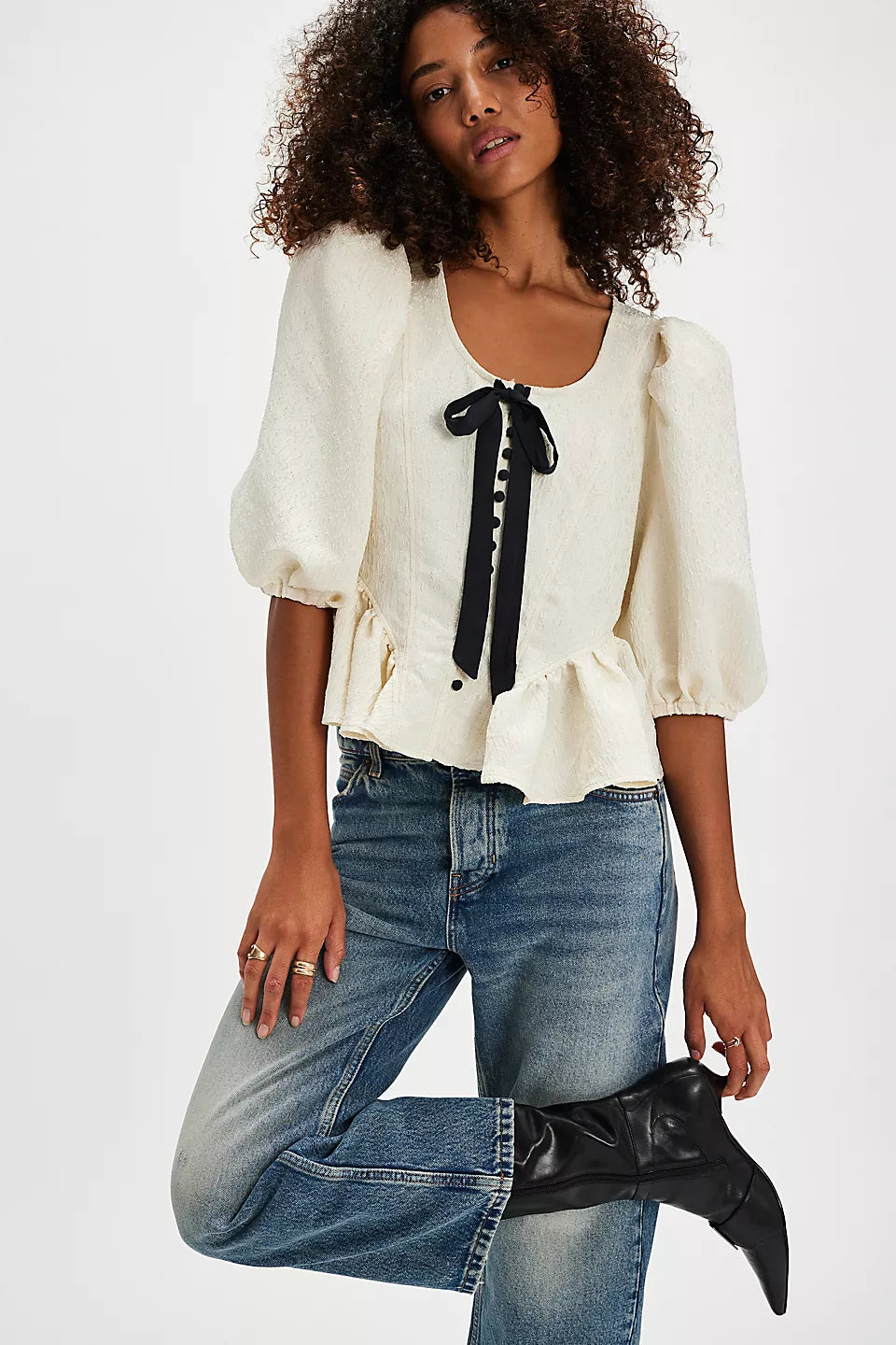 Pamela Bow Top - White Alyssum