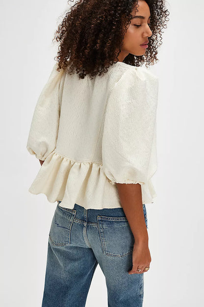 Pamela Bow Top - White Alyssum