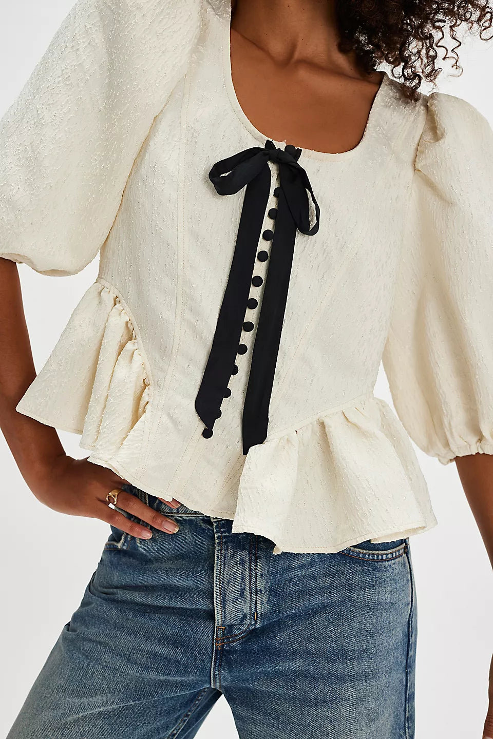 Pamela Bow Top - White Alyssum