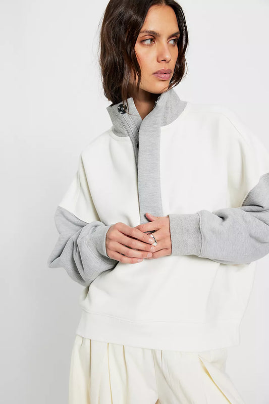 Timeless Colorblock Pullover - Heather Grey Combo