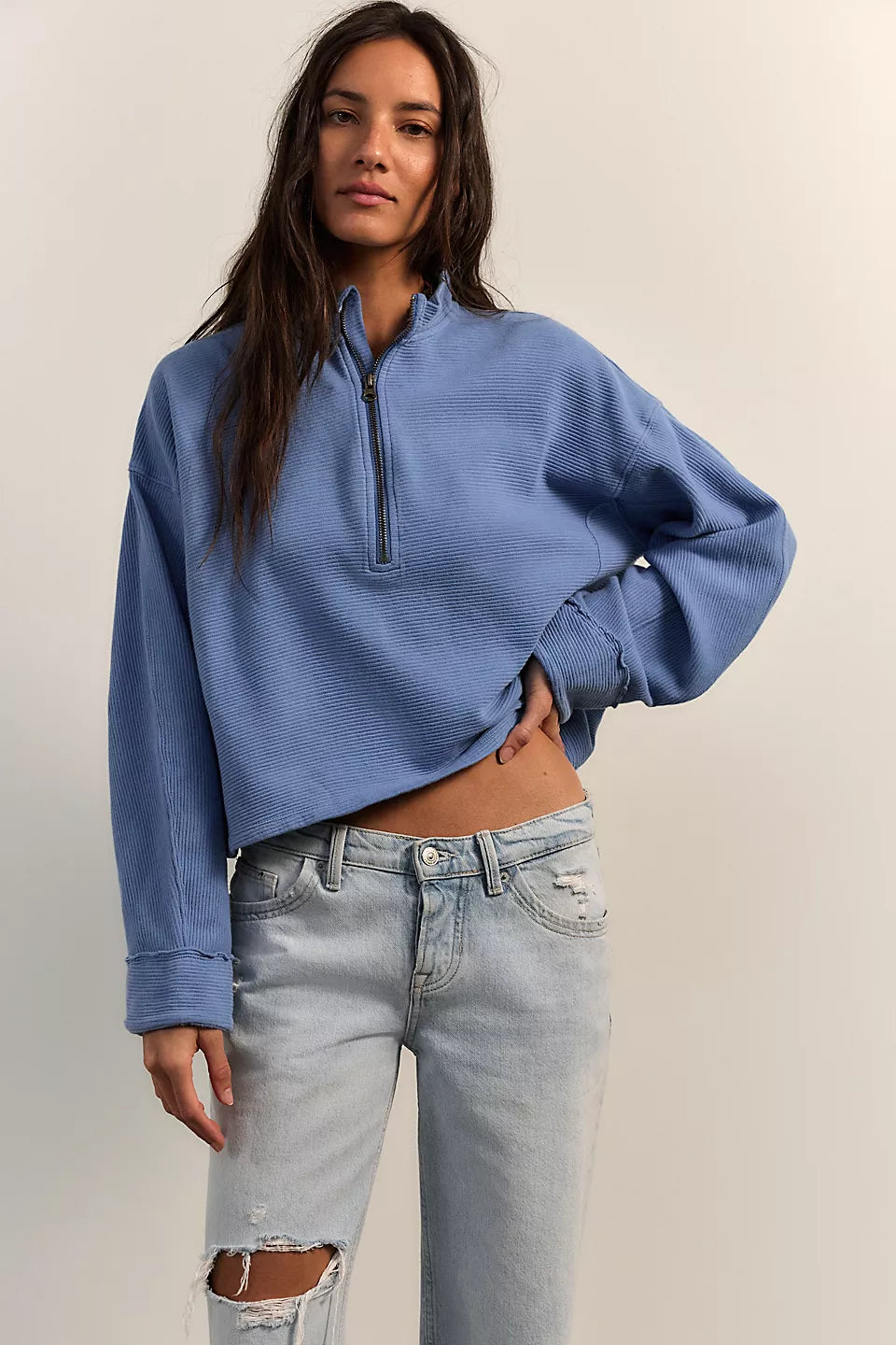 Celeste Quarter Zip Pullover - Blue Riviera