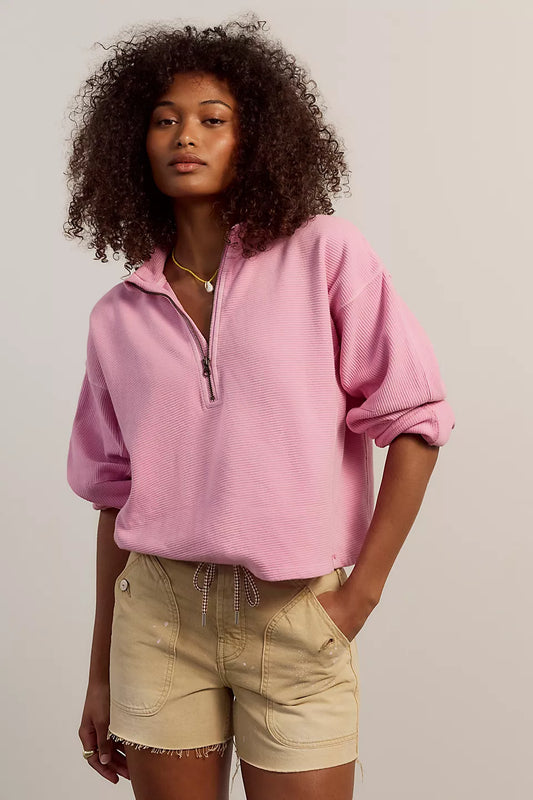 Celeste Quarter Zip Pullover - Hummingbird Pink
