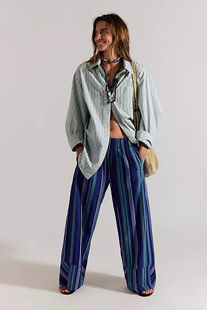 Days End Solar Linen Pant - Navy Combo