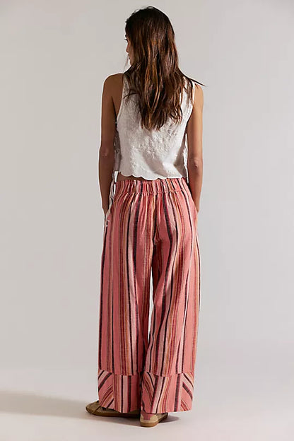 Days End Solar Linen Pant - Soft Coral Combo