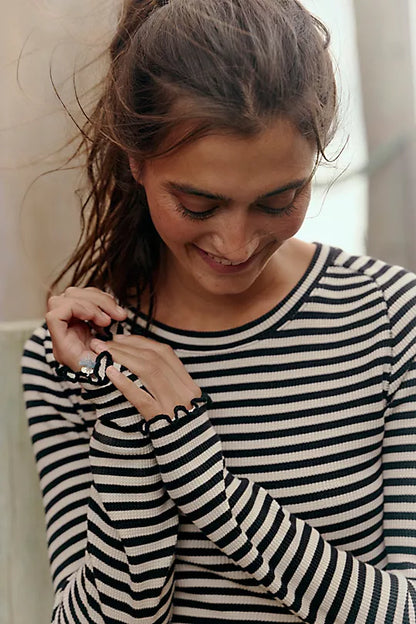 Easy Does It Stripe L/S Tee - Black & White Combo