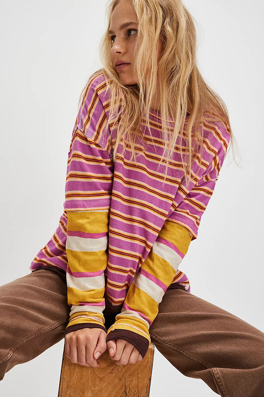 Nina Stripe Long Sleeve - Lilac Combo