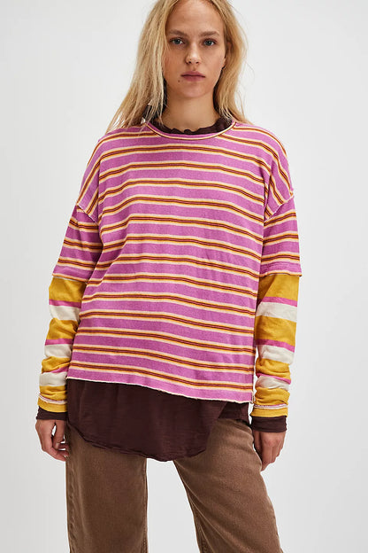 Nina Stripe Long Sleeve - Lilac Combo