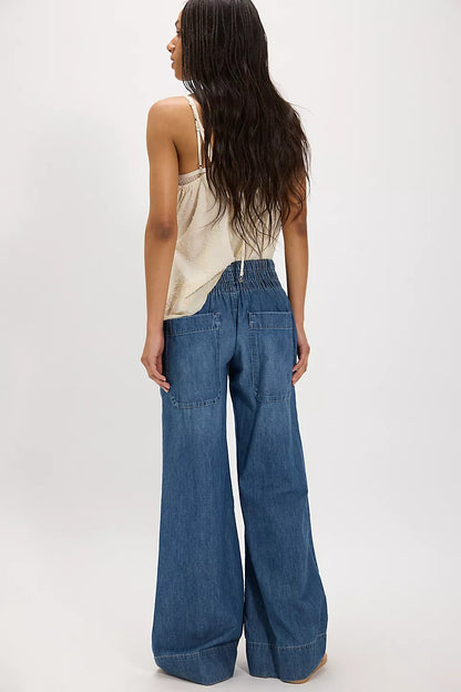Breezy Denim Pull On Jeans - Cobalt