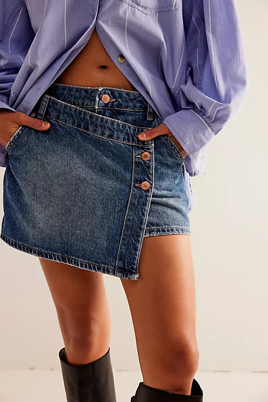 Wynne Denim Skirt - Cornflower