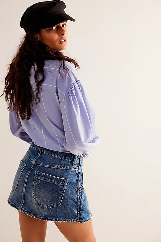 Wynne Denim Skirt - Cornflower