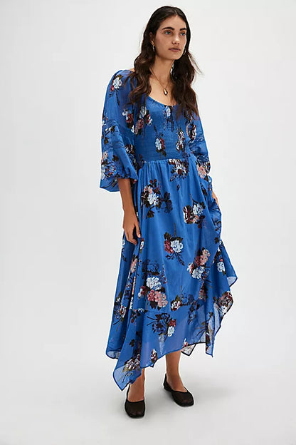 Morning Glory Maxi Dress - Dutch Blue Combo